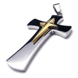 Collier Avec Pendentif Croix En Titane Pur Et Argent Pour Homme