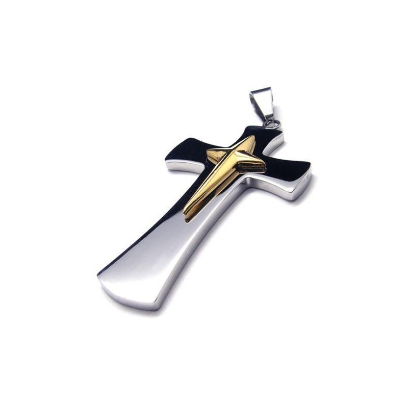 Collier Avec Pendentif Croix En Titane Pur Et Argent Pour Homme Collier Avec Pendentif Croix En Titane Pur Et Argent Pour Homme