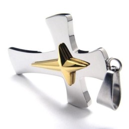 Collier Avec Pendentif Croix En Titane Pur Et Argent Pour Homme