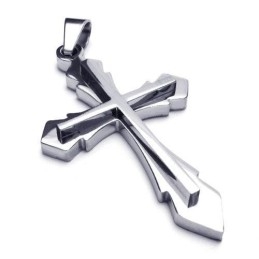 Collier Pendentif Croix En Argent Et Titane Pur Pour Homme (Neuf)