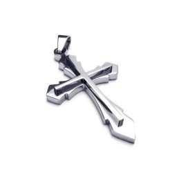 Collier Pendentif Croix En Argent Et Titane Pur Pour Homme (Neuf)