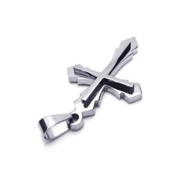 Collier Pendentif Croix En Argent Et Titane Pur Pour Homme (Neuf)