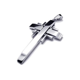 Collier Avec Pendentif Croix En Titane Pur Et Argent Pour Homme (Neuf)