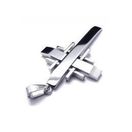 Collier Avec Pendentif Croix En Titane Pur Et Argent Pour Homme (Neuf)