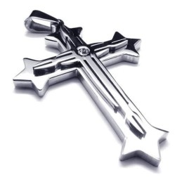 Collier Avec Pendentif Croix En Argent Et Titane Pur Pour Homme (Neuf)