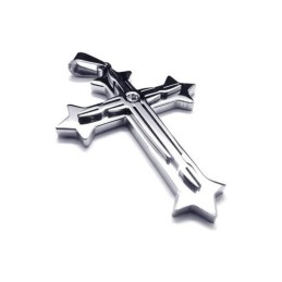 Collier Avec Pendentif Croix En Argent Et Titane Pur Pour Homme (Neuf)