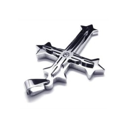 Collier Avec Pendentif Croix En Argent Et Titane Pur Pour Homme (Neuf)