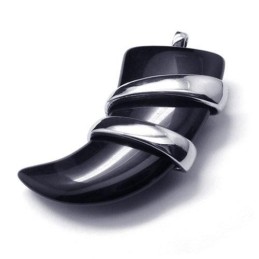 Collier Avec Pendentif Lance En Titane Pur Et Onyx Pour Homme