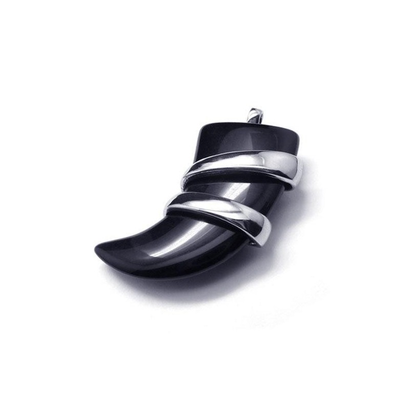 Collier Avec Pendentif Lance En Titane Pur Et Onyx Pour Homme