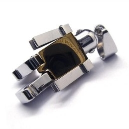 Collier Pendentif Robot En Titane Pur Doré Pour Homme (Neuf)