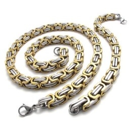 Ensemble De Bijoux En Titane De Qualité Stable Et Aux Couleurs Finement Travaillées, Comprenant Un Collier Et Un Bracelet