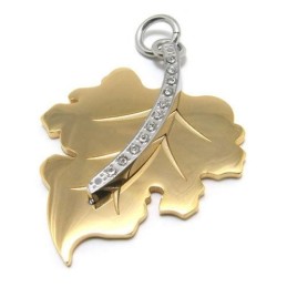 Collier Avec Pendentif Feuille D'Érable En Titane Pur Doré Pour Homme