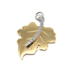 Collier Avec Pendentif Feuille D'Érable En Titane Pur Doré Pour Homme