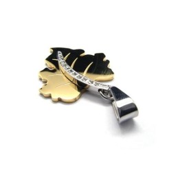 Collier Avec Pendentif Feuille D'Érable En Titane Pur Doré Pour Homme