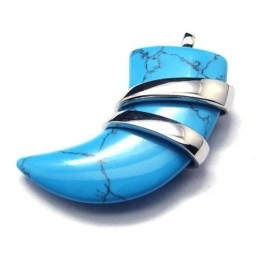 Collier Avec Pendentif Lance Turquoise En Titane Pur Pour Homme