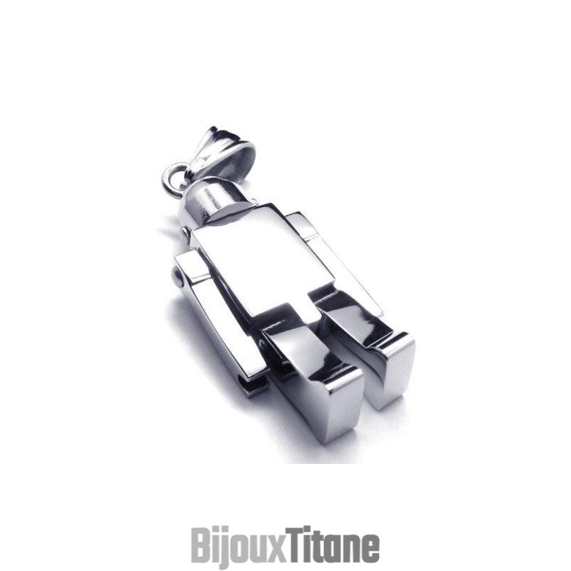 Collier Avec Pendentif Robot En Argent Et Titane Pur Pour Homme (Neuf) Collier Avec Pendentif Robot En Argent Et Titane Pur Pour Homme (Neuf)