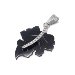Collier Avec Pendentif En Forme De Feuille D'Érable En Titane Pur Noir
