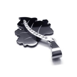 Collier Avec Pendentif En Forme De Feuille D'Érable En Titane Pur Noir