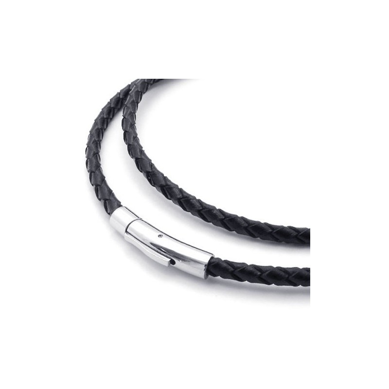 Collier En Cuir Et Titane De Qualité Stable Et Brillant De Couleur De Construction Rationnelle Collier En Cuir Et Titane De Qualité Stable Et Brillant De Couleur De Construction Rationnelle