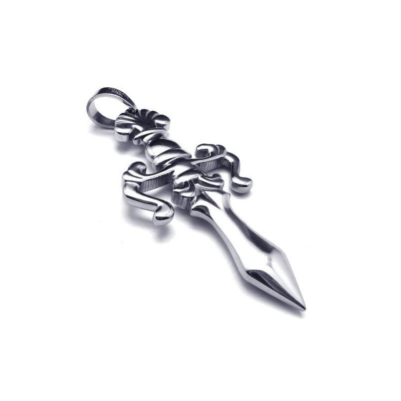 Collier Avec Pendentif Croix Et Épée En Titane Pur Pour Homme