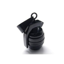 Collier Avec Pendentif Grenade En Titane Pur Noir Pour Homme