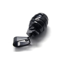 Collier Avec Pendentif Grenade En Titane Pur Noir Pour Homme