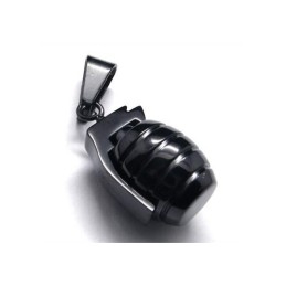 Collier Avec Pendentif Grenade En Titane Pur Noir Pour Homme