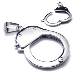 Collier Avec Pendentif Menottes En Argent Et Titane Pur Pour Homme