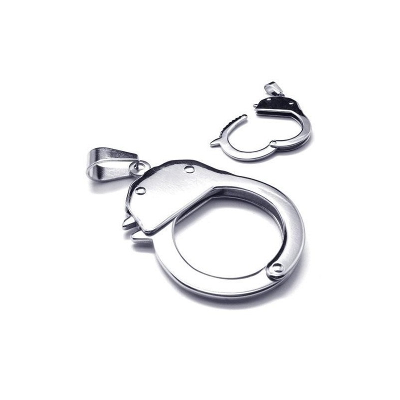 Collier Avec Pendentif Menottes En Argent Et Titane Pur Pour Homme