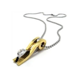 Collier Avec Pendentif En Titane Pur Doré Pour Homme (Neuf)