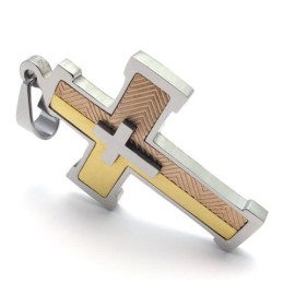 Pendentif Croix En Titane Au Design Moderne Et À La Brillance Des Couleurs Pour Gagner Les Éloges Chaleureux Des Clients