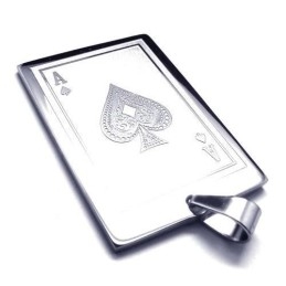 Collier Avec Pendentif En Titane Pur Pour Homme, Motif Cartes À Jouer