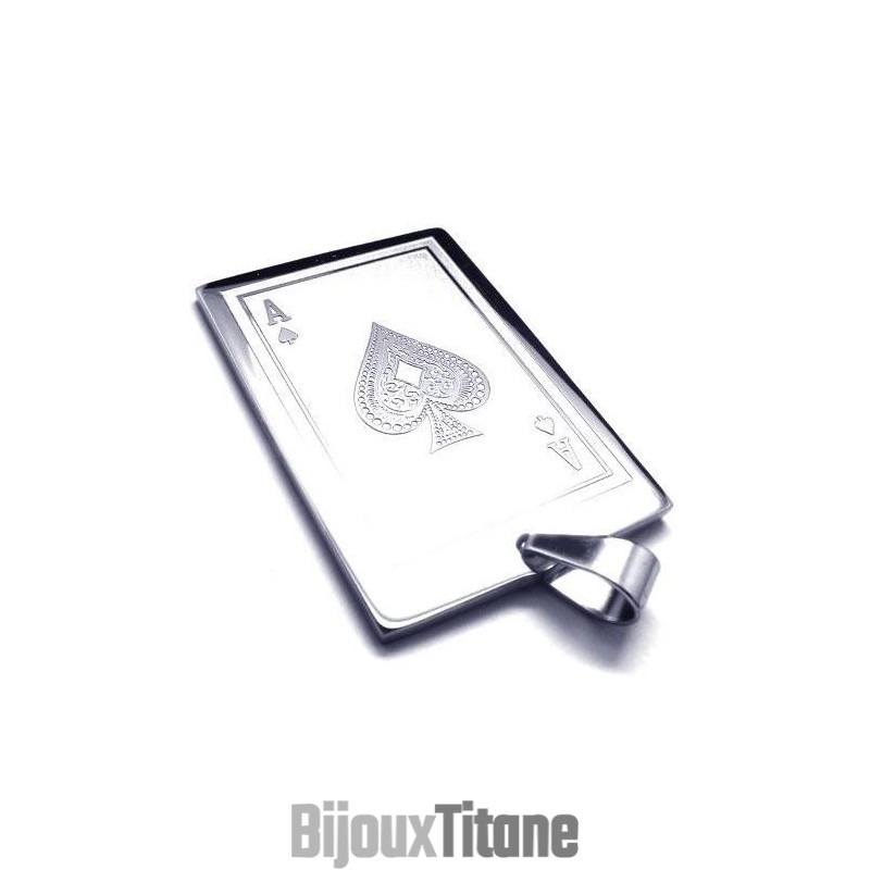 Collier Avec Pendentif En Titane Pur Pour Homme, Motif Cartes À Jouer Collier Avec Pendentif En Titane Pur Pour Homme, Motif Cartes À Jouer