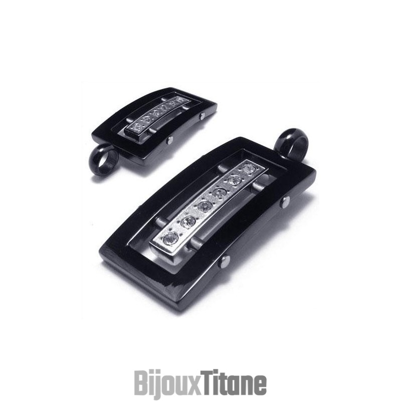 Collier Avec Pendentif En Titane Pur Pour Homme, Chaîne Et Argent Noir