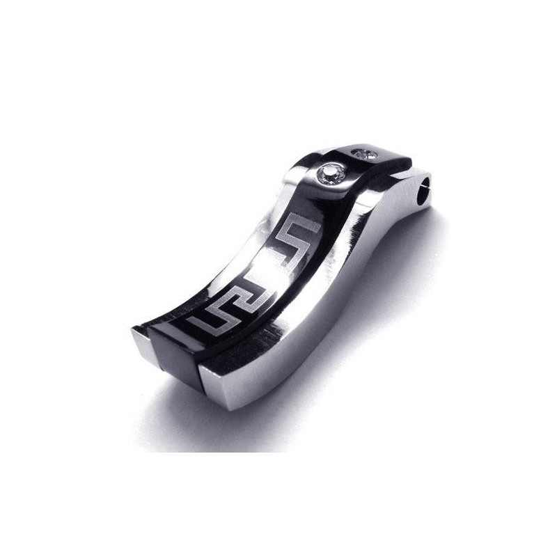 Collier Avec Pendentif En Titane Pur Et Argent Noir Pour Homme (Neuf)